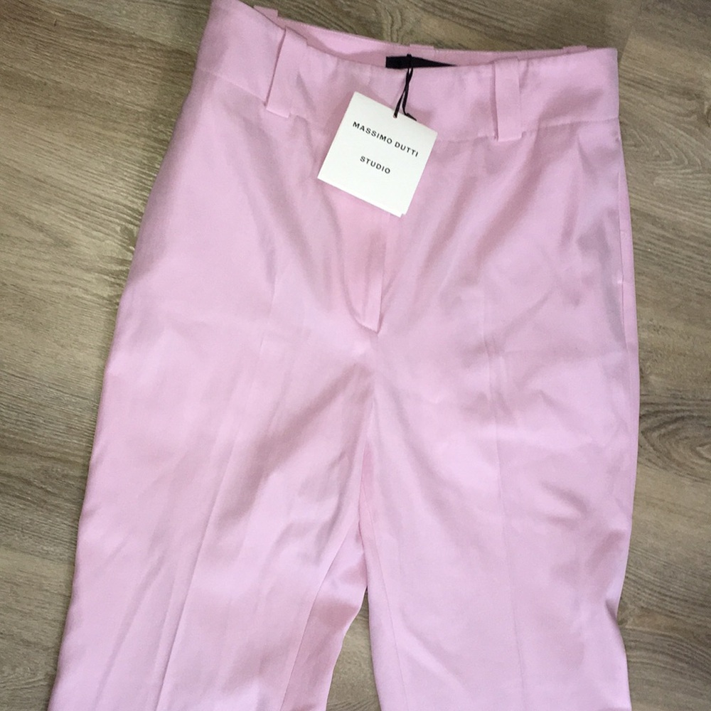 MASSIMO DUTTI STUDIO NWT WOOL & COTTON HIGH WAIST SLIT ANKLE STRUCTURED PANTS - Picture 6 of 12